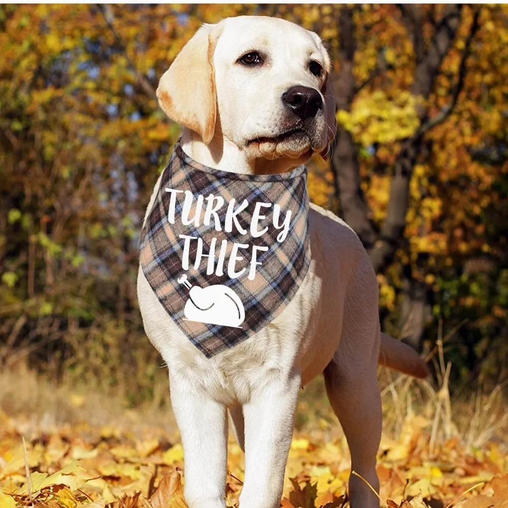 Thanksgiving Dog “Turkey Thief “Bandana S/M- NEW